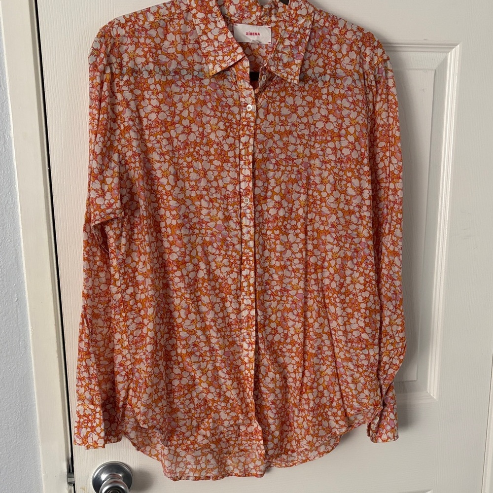 XiRENA Beau Button down Shirt Orange & White